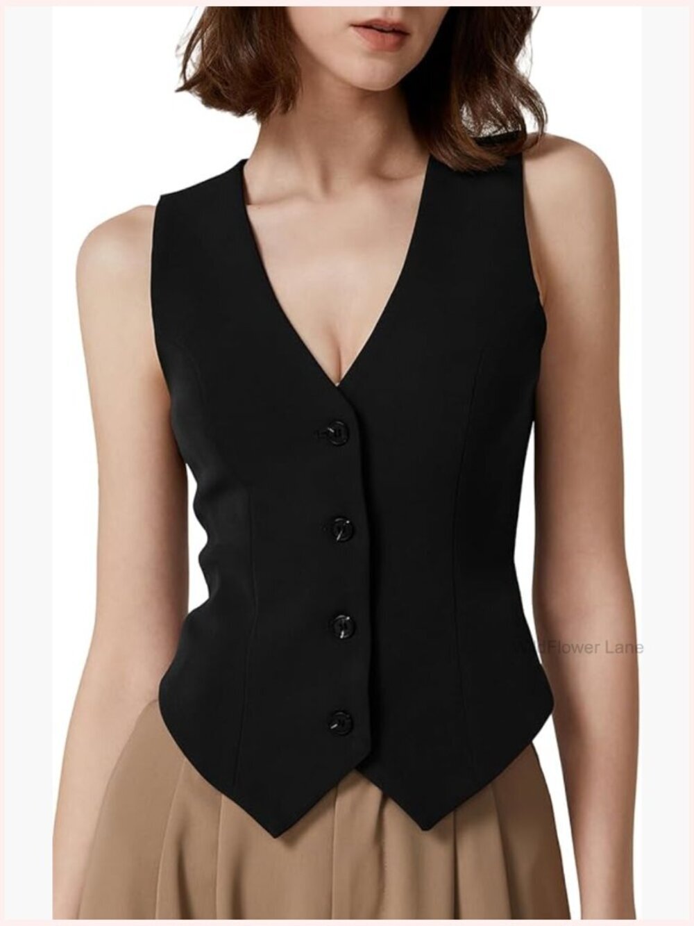 Sleeveless V Neck Crop Top Button Down Fully Lined Going Out Vest